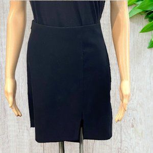 VINTAGE FASHION BUG -- Mini Skirt, Black with Knee Slit and Zip Back